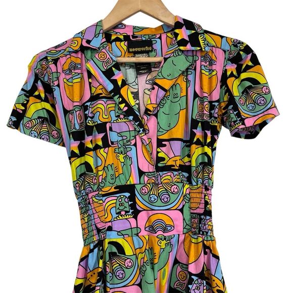 Nooworks Leah Dreyfus Print Fit and Flare Mini Dress S - Picture 4 of 9